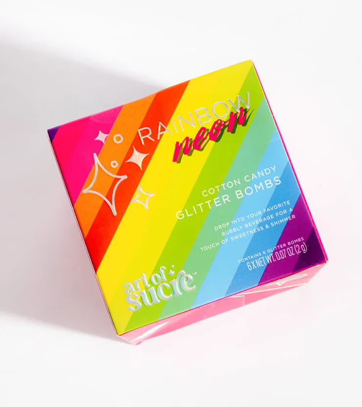 Art of sucre Bombes à paillettes arc-en-ciel pour cocktails