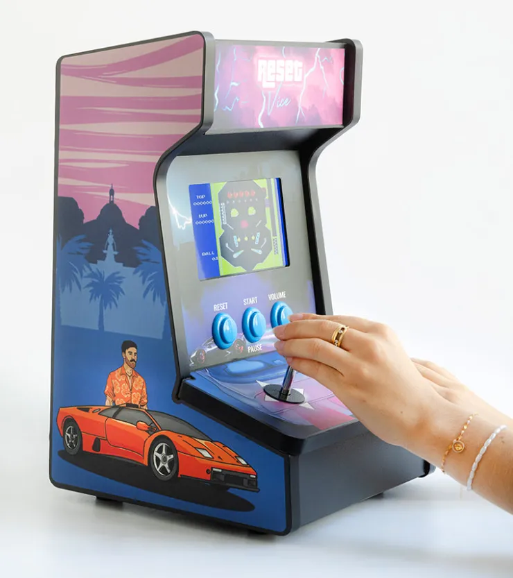 Reset Club Borne d'arcade rétro en bois