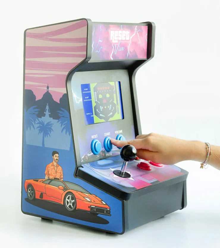 Reset Club Borne d'arcade rétro en bois