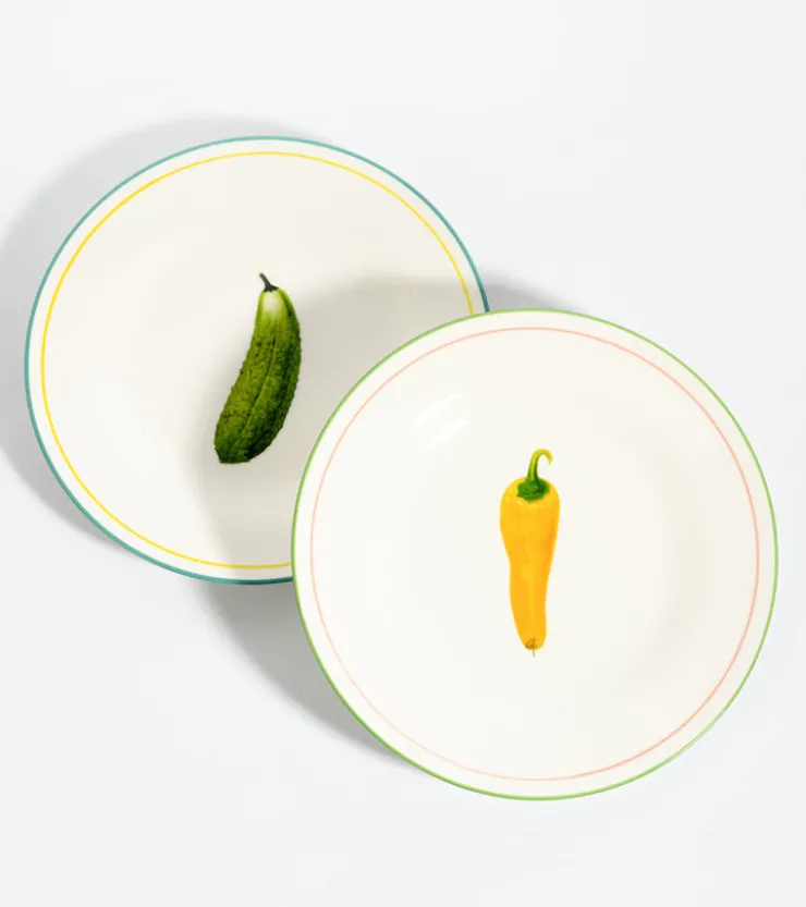 Klevering Set de 4 assiettes à dessert légumes