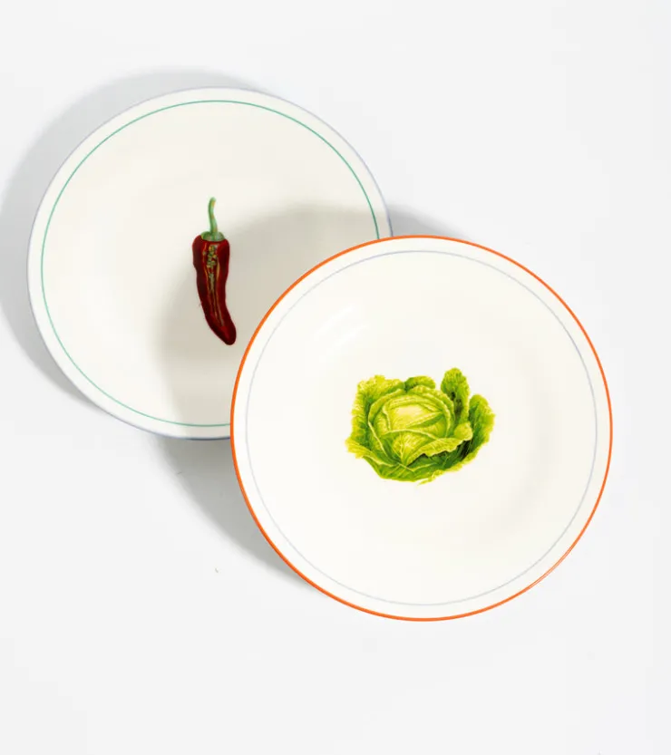 Klevering Set de 4 assiettes à dessert légumes