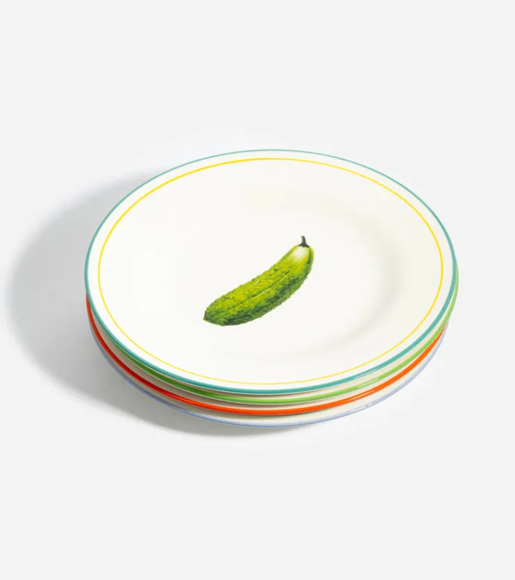 Klevering Set de 4 assiettes à dessert légumes